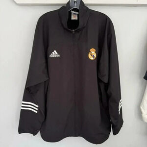 Vintage 01-02 Adidas Real Madrid Football Jacket Soccer Track Mens Black Size L